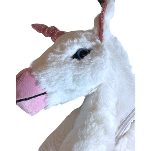Funzone Unicorn Backpack NWT Pegasus White Pink Stuffed Plush 19” Sparkly Bag - Picture 3 of 10